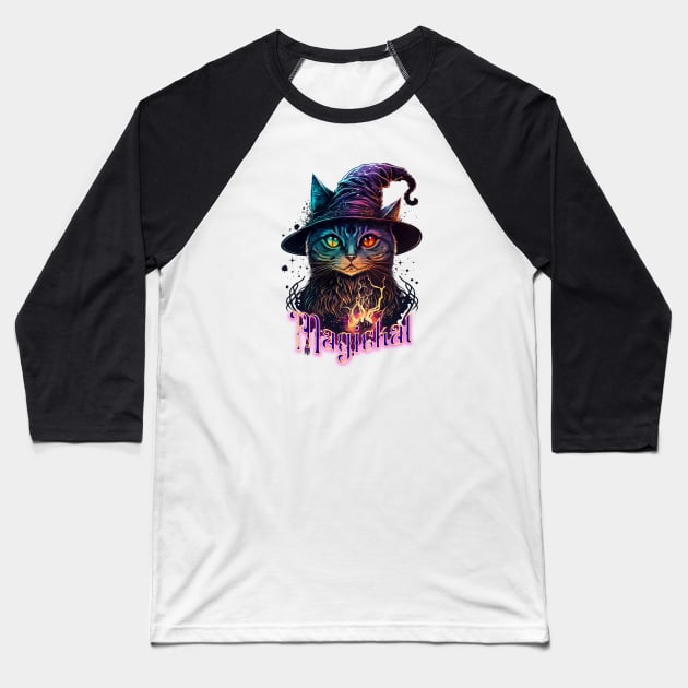 Magick Cat Baseball T-Shirt by The Sherwood Forester